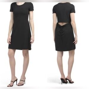 THEORY | Liliana Ranmire Knit Open Back Short Sleeve Navy Black Size Medium